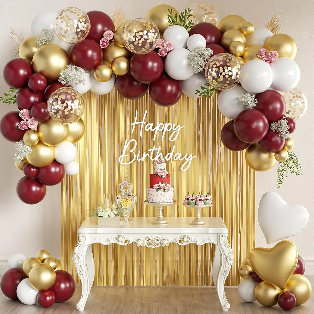 Red gold white balloon set with gold fringe Lady Girl birthday wedding bride shower Valentine's Day party decoration
Red gold white balloon set with gold fringe Lady Girl birthday wedding bride shower Valentine's Day party decoration