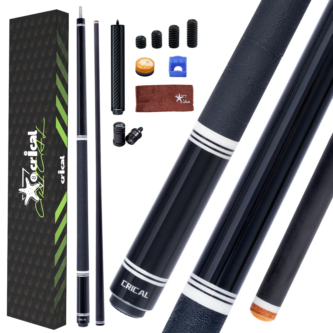 CRICAL Carbon Fiber Pool Cue 58” Billiard Cue Pro Taper Shaft Low Deflection Professional Hand-Made Inlay Pool Stick with 12.5mm
CRICAL Carbon Fiber Pool Cue 58” Billiard Cue Pro Taper Shaft Low Deflection Professional Hand-Made Inlay Pool Stick with 12.5mm