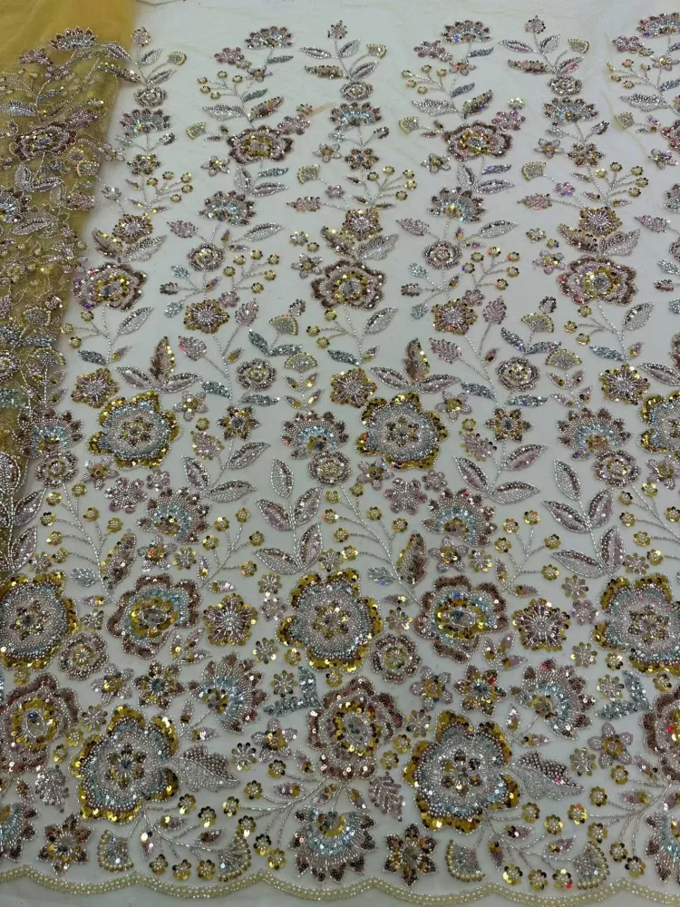 Luxury African Groom Beaded Sequins Lace Fabric 5 Yards Nigerian French Tulle Mesh Lace Fabric For Prom Evening Dress Sewing
Luxury African Groom Beaded Sequins Lace Fabric 5 Yards Nigerian French Tulle Mesh Lace Fabric For Prom Evening Dress Sewing