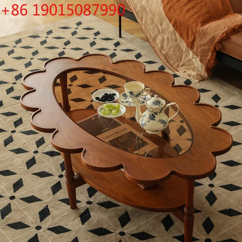 Retro small apartment long coffee table double solid wood oval lace coffee table creative Internet celebrity designer
Retro small apartment long coffee table double solid wood oval lace coffee table creative Internet celebrity designer