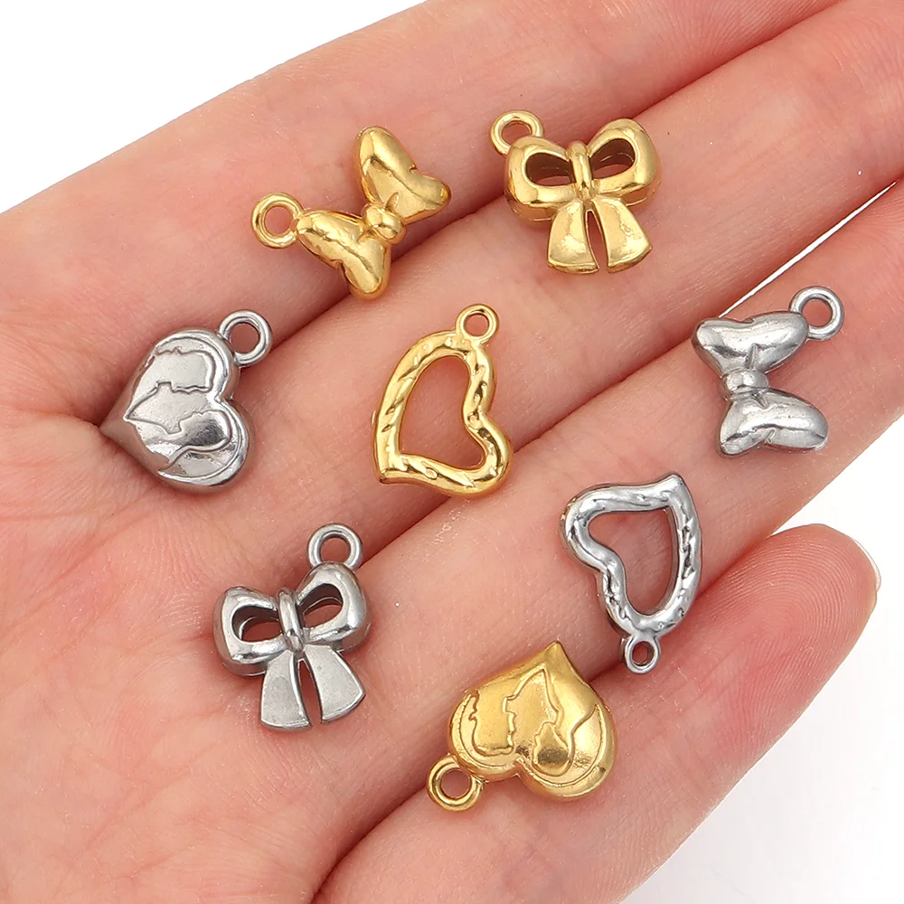 5-10pcs/lot Stainless Steel Bow Knot Love Heart Charms Pendants for DIY Handmade Earrings Bracelets Necklace Jewelry Making
5-10pcs/lot Stainless Steel Bow Knot Love Heart Charms Pendants for DIY Handmade Earrings Bracelets Necklace Jewelry Making