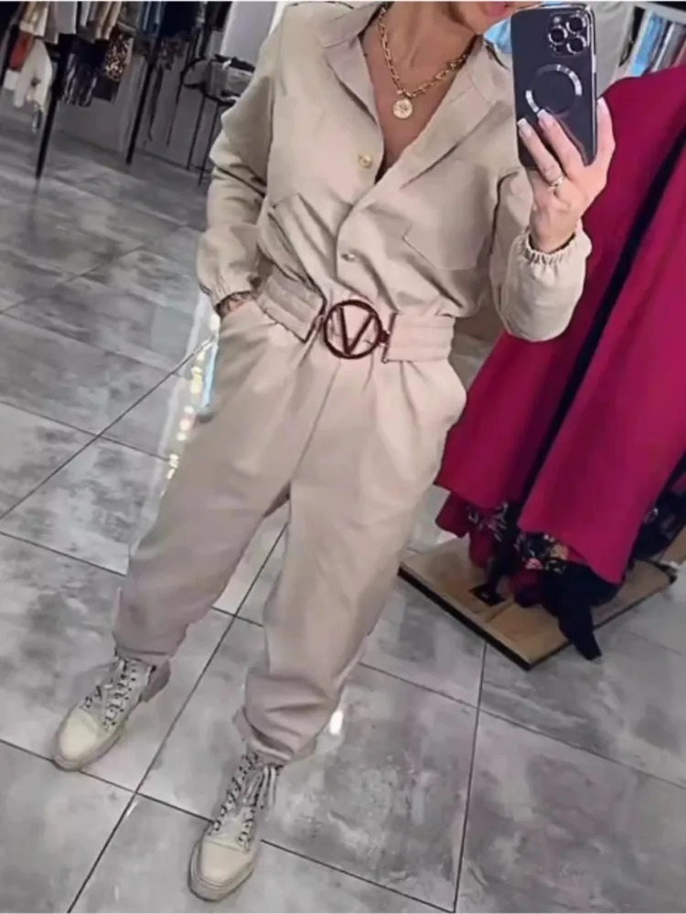 2025 Spring Autumn New Women Solid Long Sleeve Jumpsuit Commuter Single Breasted Waisted Slim Jumpsuit O-neck Office Rompers
2025 Spring Autumn New Women Solid Long Sleeve Jumpsuit Commuter Single Breasted Waisted Slim Jumpsuit O-neck Office Rompers