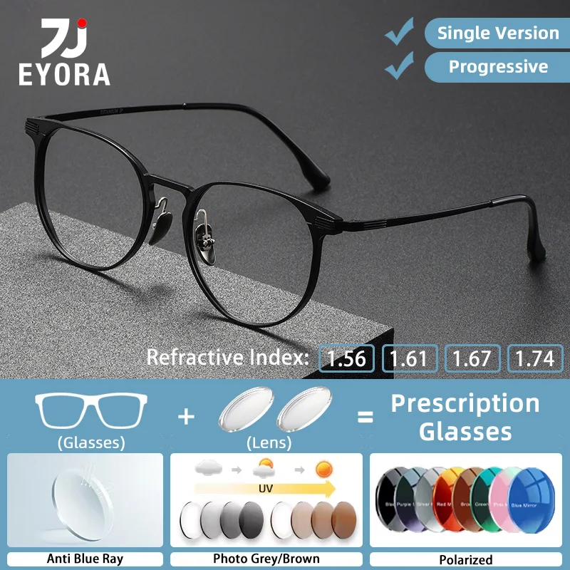 EYORA Retro Business Round Al-Mg Reading Glasses Anti Blue Light Myopia Eyewear Photochromic Progressive Prescription Eyeglasses
EYORA Retro Business Round Al-Mg Reading Glasses Anti Blue Light Myopia Eyewear Photochromic Progressive Prescription Eyeglasses