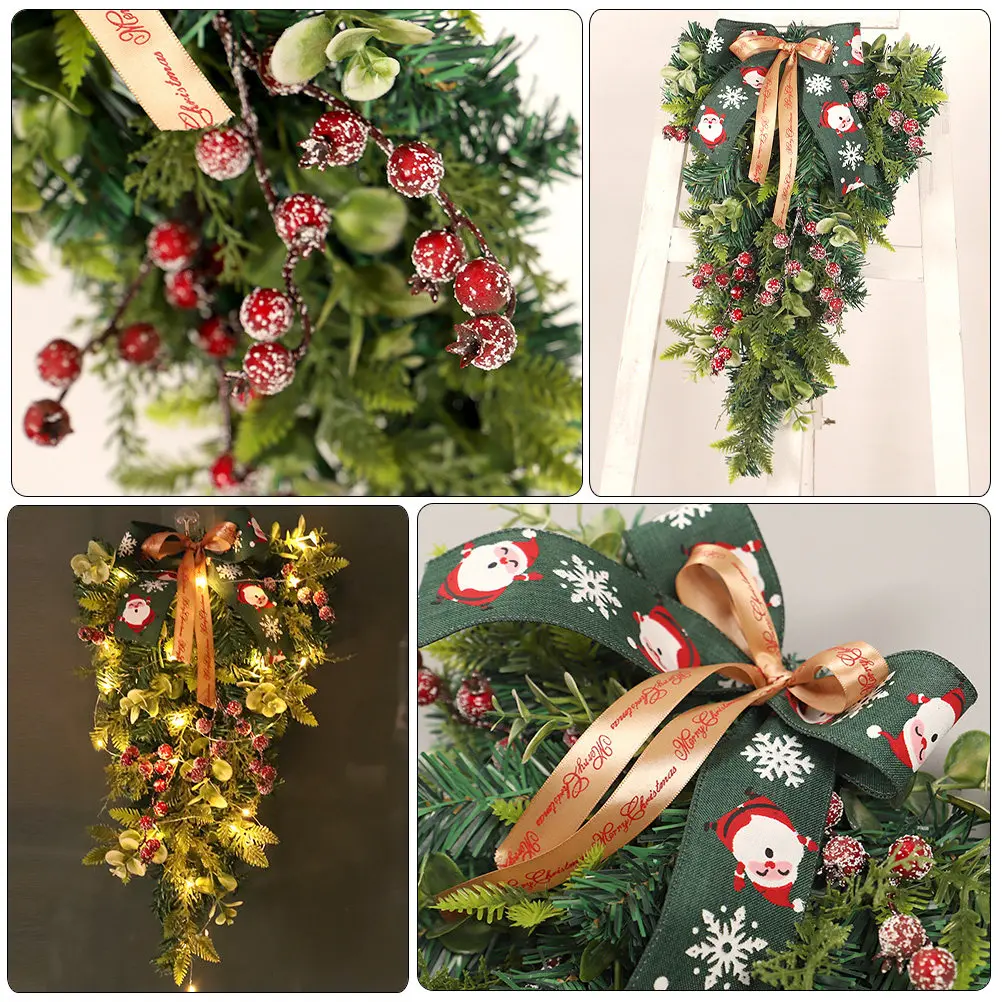 Christmas Teardrop Swag Wreath with Eucalyptus Leaves Artificial Xmas Door Hanging Decor for Front Door Stair Rail Wall Window
Christmas Teardrop Swag Wreath with Eucalyptus Leaves Artificial Xmas Door Hanging Decor for Front Door Stair Rail Wall Window