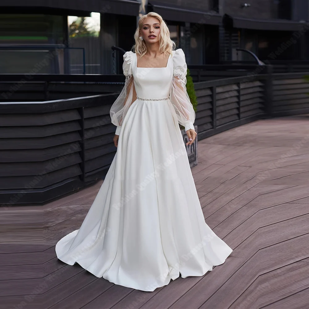 Romantic A-Line Wedding Dresses For Women Square-Neck Long Sleeves Bridal Gowns Engagement Banquet Vestidos De Novias Customized
Romantic A-Line Wedding Dresses For Women Square-Neck Long Sleeves Bridal Gowns Engagement Banquet Vestidos De Novias Customized
