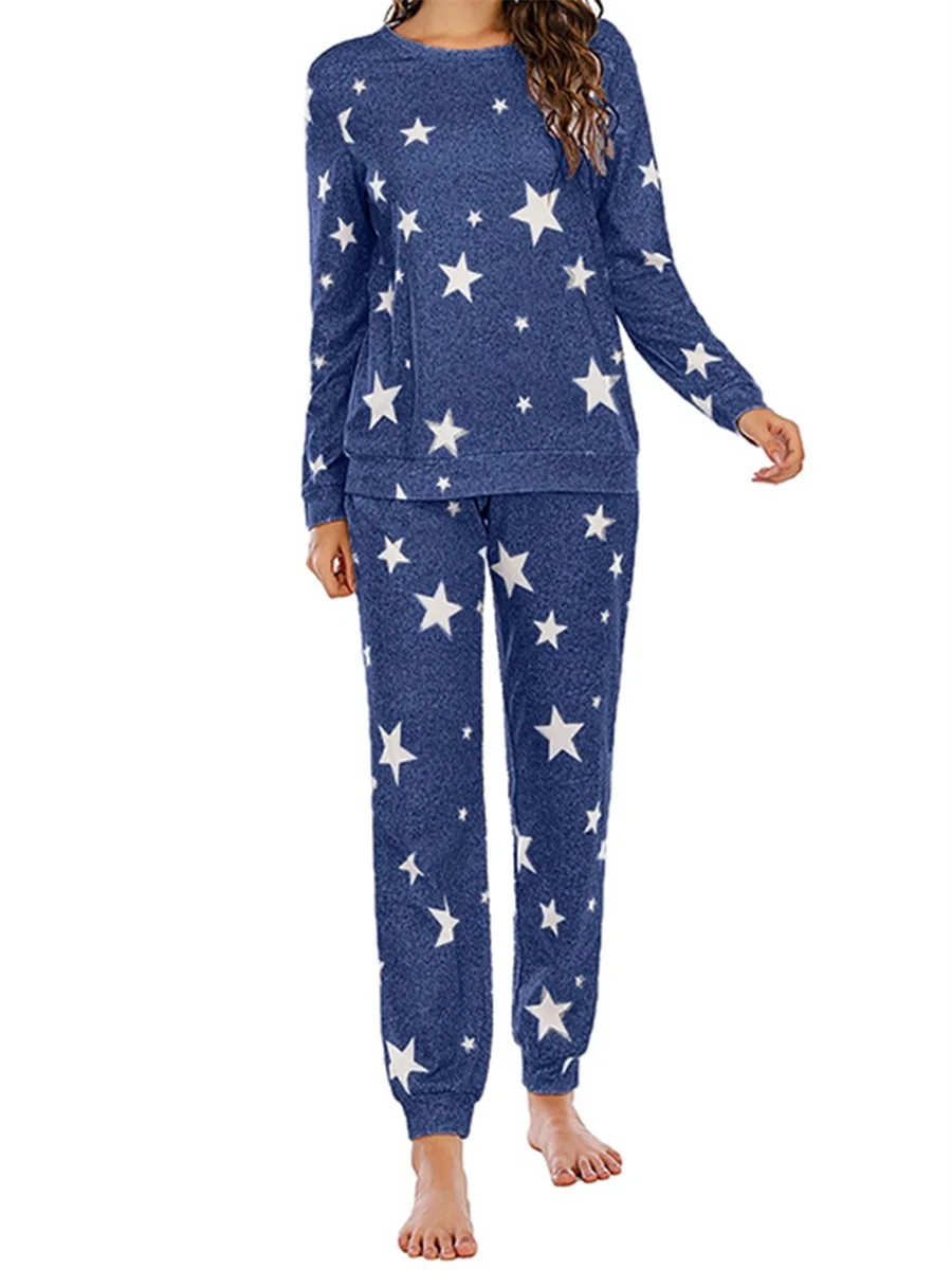Women's 2 Piece Lounge Set Long Sleeve Round Neck Star Print Tops Pants Sleepwear Sets
Women's 2 Piece Lounge Set Long Sleeve Round Neck Star Print Tops Pants Sleepwear Sets