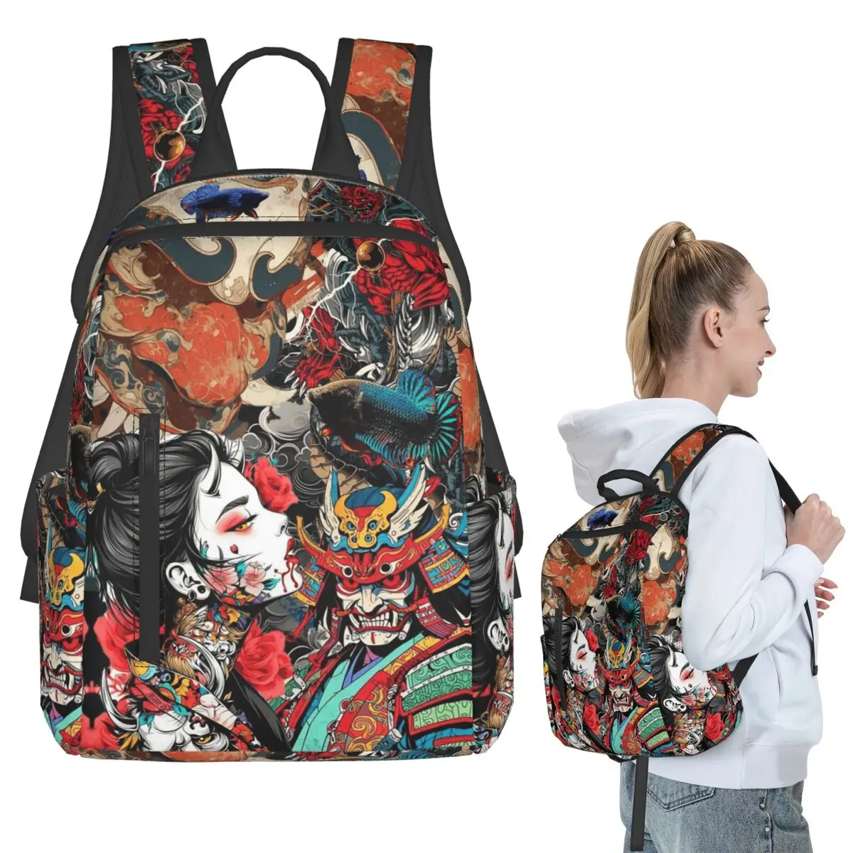 Japanese Geisha And Samurai Backpack Student BookBag Children School Bag Computer Shoulder Bags Boys Girls
Japanese Geisha And Samurai Backpack Student BookBag Children School Bag Computer Shoulder Bags Boys Girls