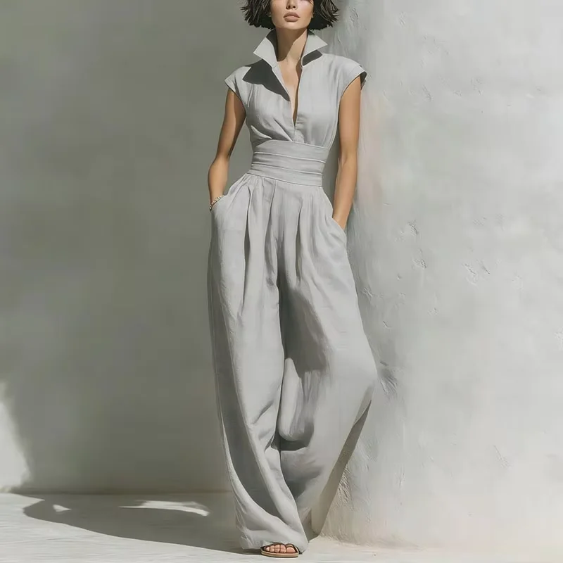 Sexy Women's Sleeveless Low Cut Jumpsuit Elegant Stand Collar High Waist Romper Chic Summer for Office Commute Pockets Bodysuits
Sexy Women's Sleeveless Low Cut Jumpsuit Elegant Stand Collar High Waist Romper Chic Summer for Office Commute Pockets Bodysuits