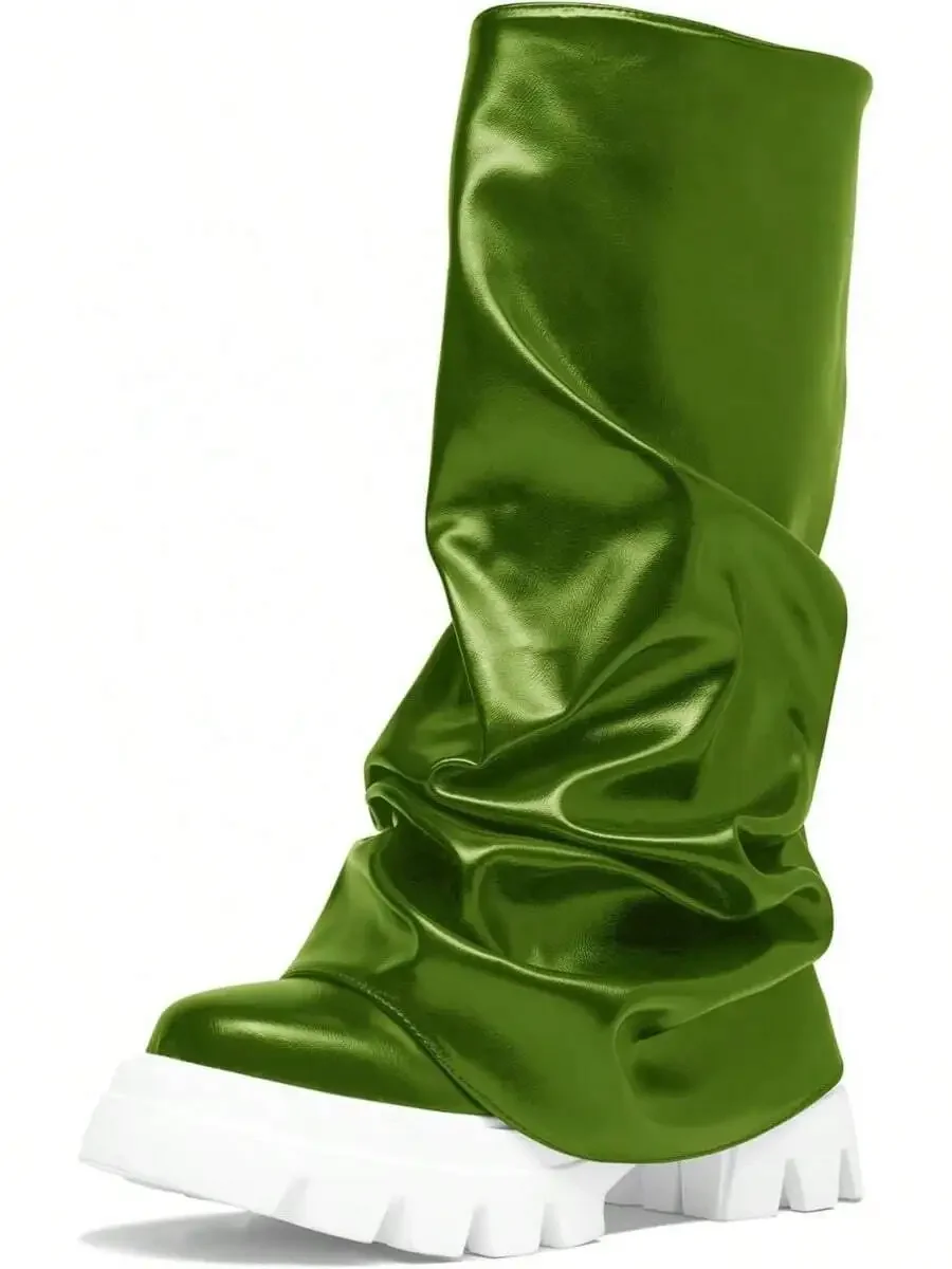 Womens Fold Over Mid Calf Boots With Chunky Platform Heel For Party
Womens Fold Over Mid Calf Boots With Chunky Platform Heel For Party