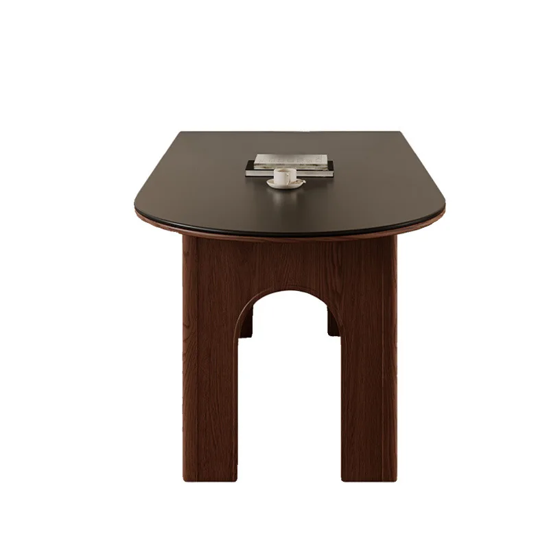 Semi-circular oval island platform retro solid wood rock slab home dining table and chairs
Semi-circular oval island platform retro solid wood rock slab home dining table and chairs
