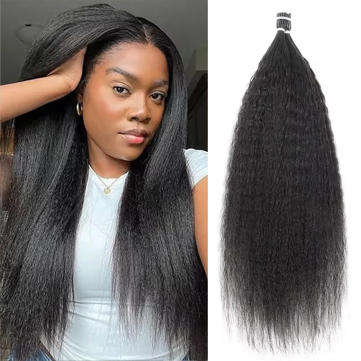 Kinky Straight Microlink I tips Human Hair Extensions with Free Beads Remy Quality Can Be Restyled
Kinky Straight Microlink I tips Human Hair Extensions with Free Beads Remy Quality Can Be Restyled