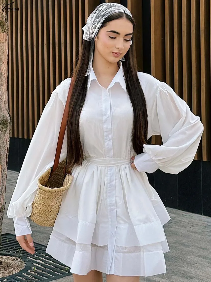Oymimi Casual White Cotton Women's Dress Elegant Turn-Down Collar Long Sleeve Dresses Fashion New Button Pleated Mini Dresses
Oymimi Casual White Cotton Women's Dress Elegant Turn-Down Collar Long Sleeve Dresses Fashion New Button Pleated Mini Dresses