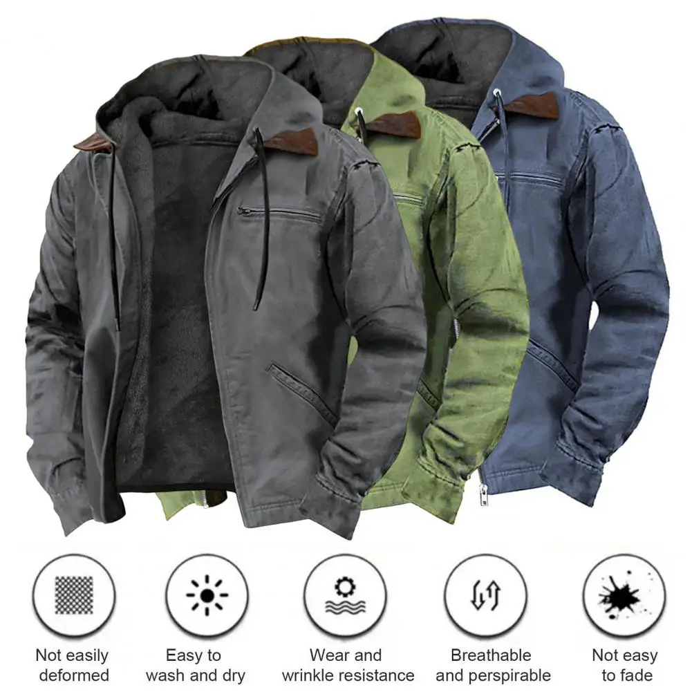 Breathable Coat Men's Hooded Sweatshirt Coat with Multiple Pockets Plush Lining Zipper Placket Jacket for Winter Warmth
Breathable Coat Men's Hooded Sweatshirt Coat with Multiple Pockets Plush Lining Zipper Placket Jacket for Winter Warmth