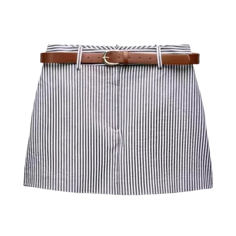 New Summer Women's Casual A-Line Skirt with kets And Belted mid Waist Stripe ort Pants Versatile Sle 2024
New Summer Women's Casual A-Line Skirt with kets And Belted mid Waist Stripe ort Pants Versatile Sle 2024