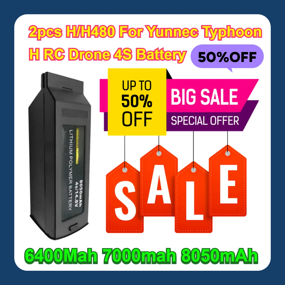 6400Mah 7000mah 8050mAh 2pcs H/H480 For Yunnec Typhoon H RC Drone 4S Battery
6400Mah 7000mah 8050mAh 2pcs H/H480 For Yunnec Typhoon H RC Drone 4S Battery