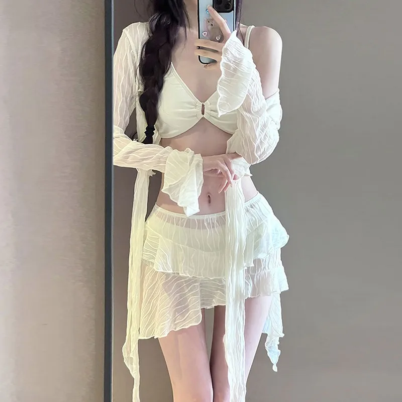 2025 New Long Sve Lace Swimsuit Four Piece Set Ele Sexy Pure Desire Small Chest Gathered Vaion Bikini Women
2025 New Long Sve Lace Swimsuit Four Piece Set Ele Sexy Pure Desire Small Chest Gathered Vaion Bikini Women