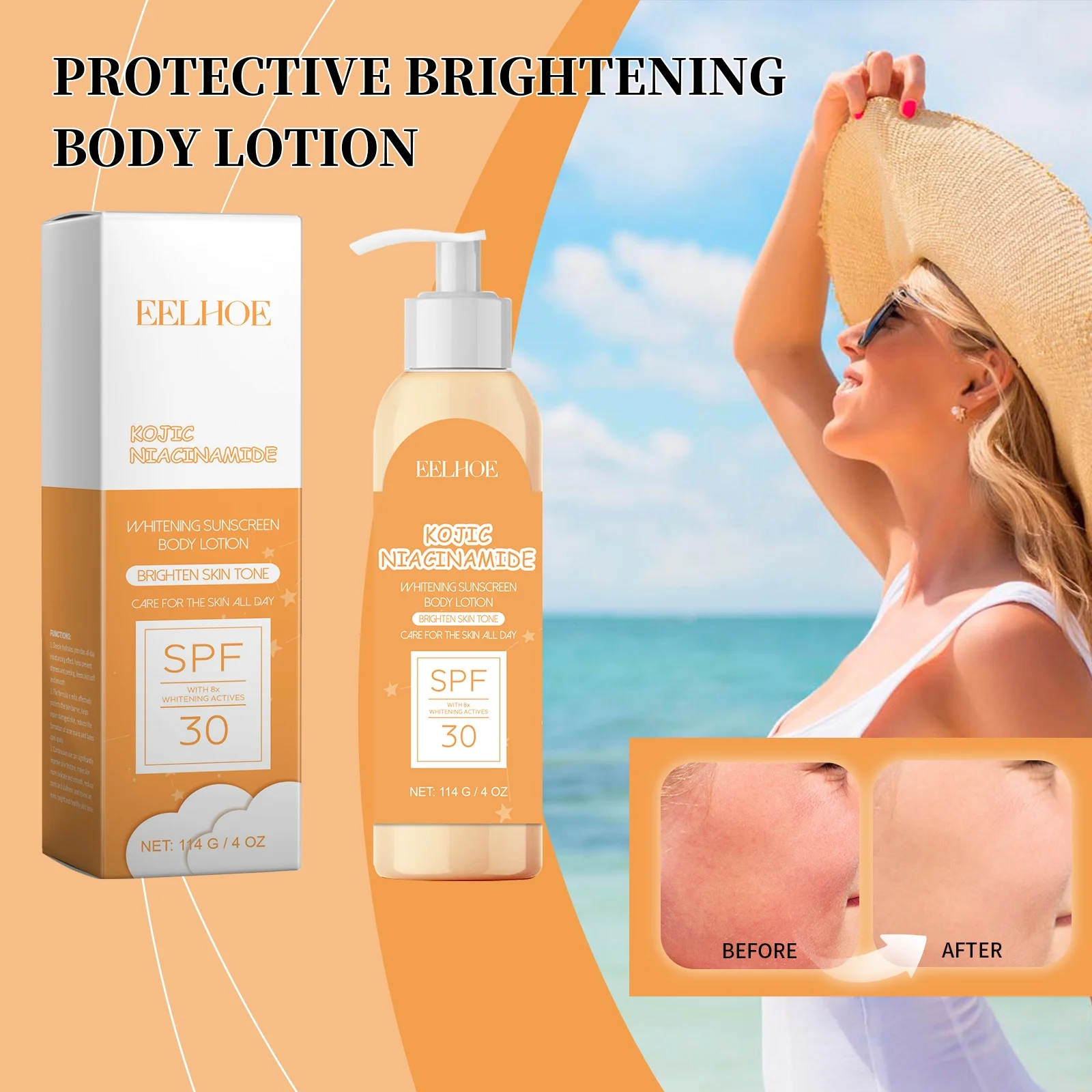 Kojic Acid Brightening Body Lotion with Nicotinamide UV Protection Mild Refreshing Nourishing Moisturizing & Brightening Cream
Kojic Acid Brightening Body Lotion with Nicotinamide UV Protection Mild Refreshing Nourishing Moisturizing & Brightening Cream
