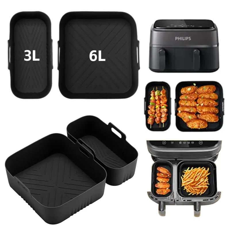 Rectangle Air Fryer Silicone Liner 3L/6L Big Small Double Basket for Philips NA350 Airfryer Accessories Silicone Basket Mold
Rectangle Air Fryer Silicone Liner 3L/6L Big Small Double Basket for Philips NA350 Airfryer Accessories Silicone Basket Mold