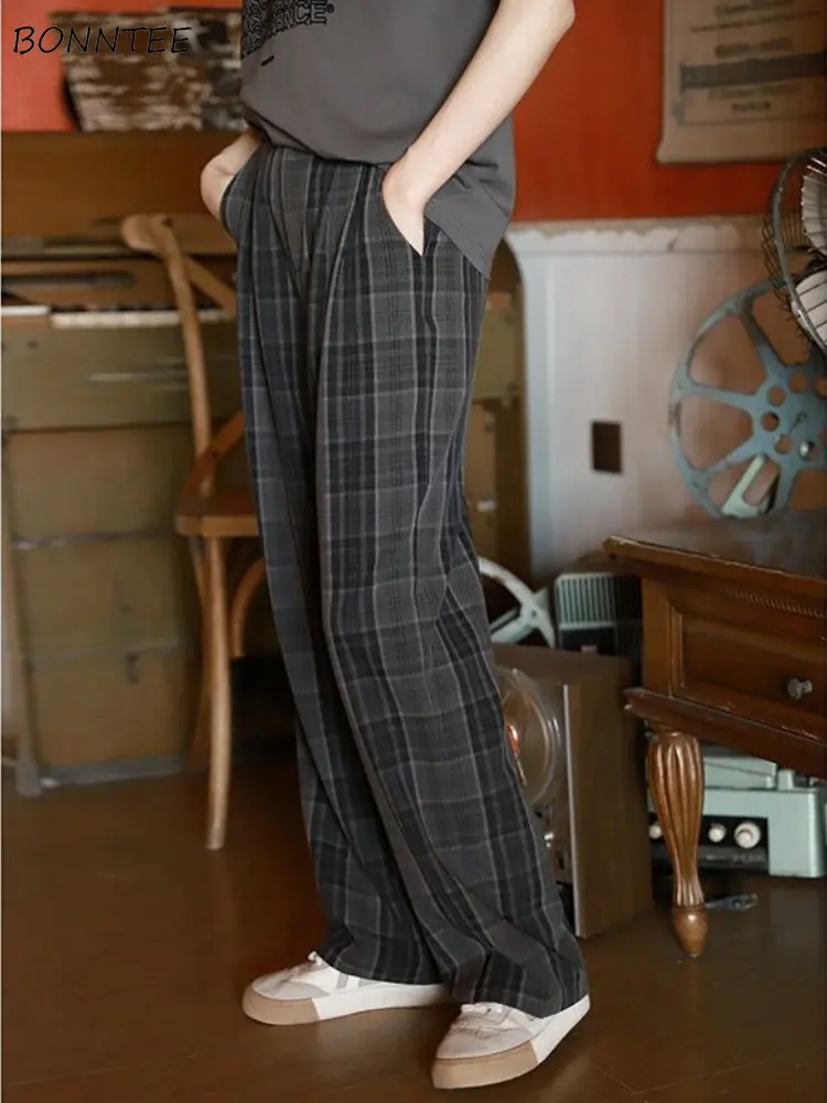 High Waist Straight Pants Women Loose Casual Full-length Basic BF Students Streetwear Vintage Plaid Simple New Spring All-match
High Waist Straight Pants Women Loose Casual Full-length Basic BF Students Streetwear Vintage Plaid Simple New Spring All-match