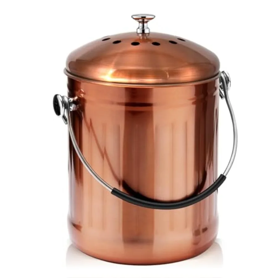 Compost Bin for Kitchen Countertop, 1.3 Gallon Stainless Steel Compost Bucket with Lid, Odorless Food Waste Bucket with 2 Charc
Compost Bin for Kitchen Countertop, 1.3 Gallon Stainless Steel Compost Bucket with Lid, Odorless Food Waste Bucket with 2 Charc