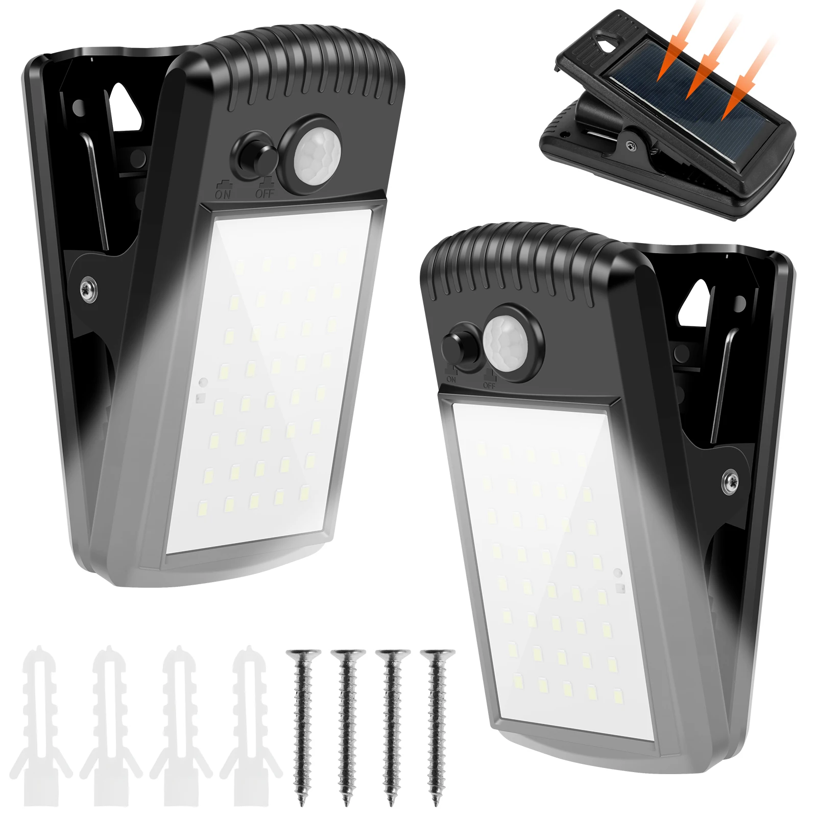 2pcs Solar Motion Sensor Light 40LED Outdoor Security Lamp Solar Clip On Light IP65 Waterproof Solar Wall Lamp for Garden Garage
2pcs Solar Motion Sensor Light 40LED Outdoor Security Lamp Solar Clip On Light IP65 Waterproof Solar Wall Lamp for Garden Garage