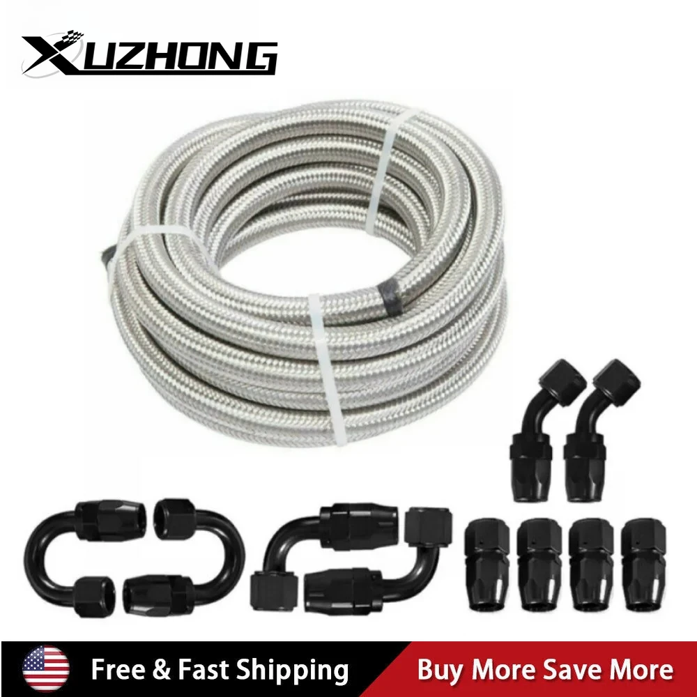 AN10 20FT Stainless Steel Nylon Braided Oil Fuel Line Swivel Hose End Kit with 10pcs Swivel Fuel Hose Fitting Adapter
AN10 20FT Stainless Steel Nylon Braided Oil Fuel Line Swivel Hose End Kit with 10pcs Swivel Fuel Hose Fitting Adapter
