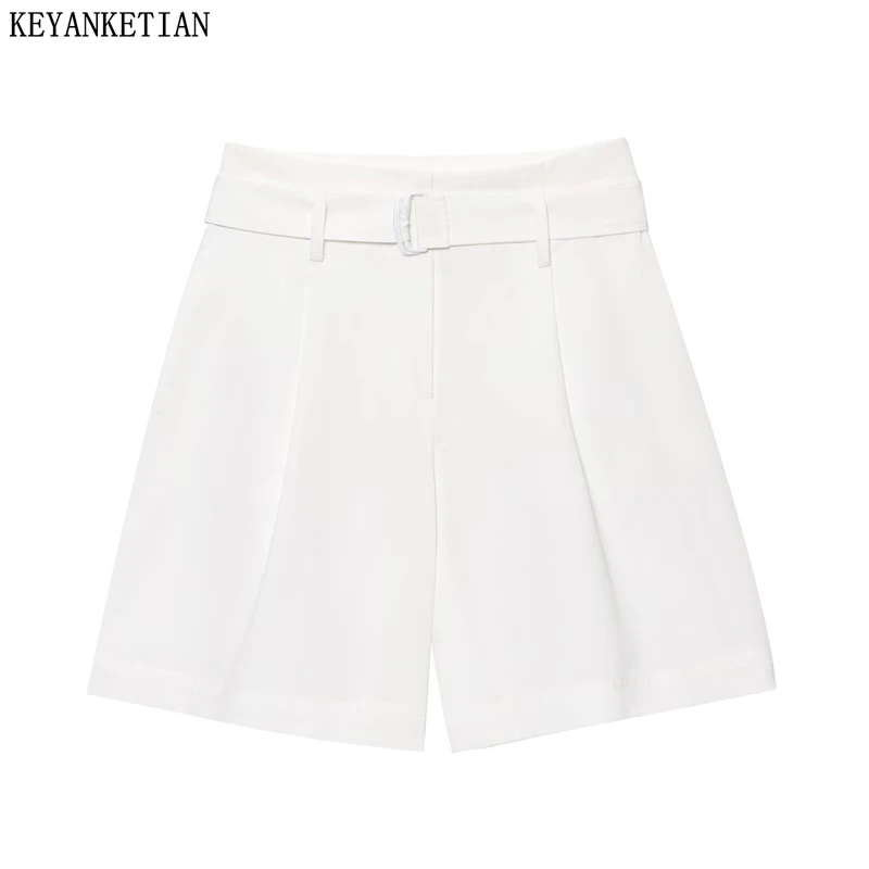 KEYANKETIAN Summer New Women's White Casual Mid-length Trousers Unisex style With Belt Zipper High Waist Pockets Hot Shorts
KEYANKETIAN Summer New Women's White Casual Mid-length Trousers Unisex style With Belt Zipper High Waist Pockets Hot Shorts