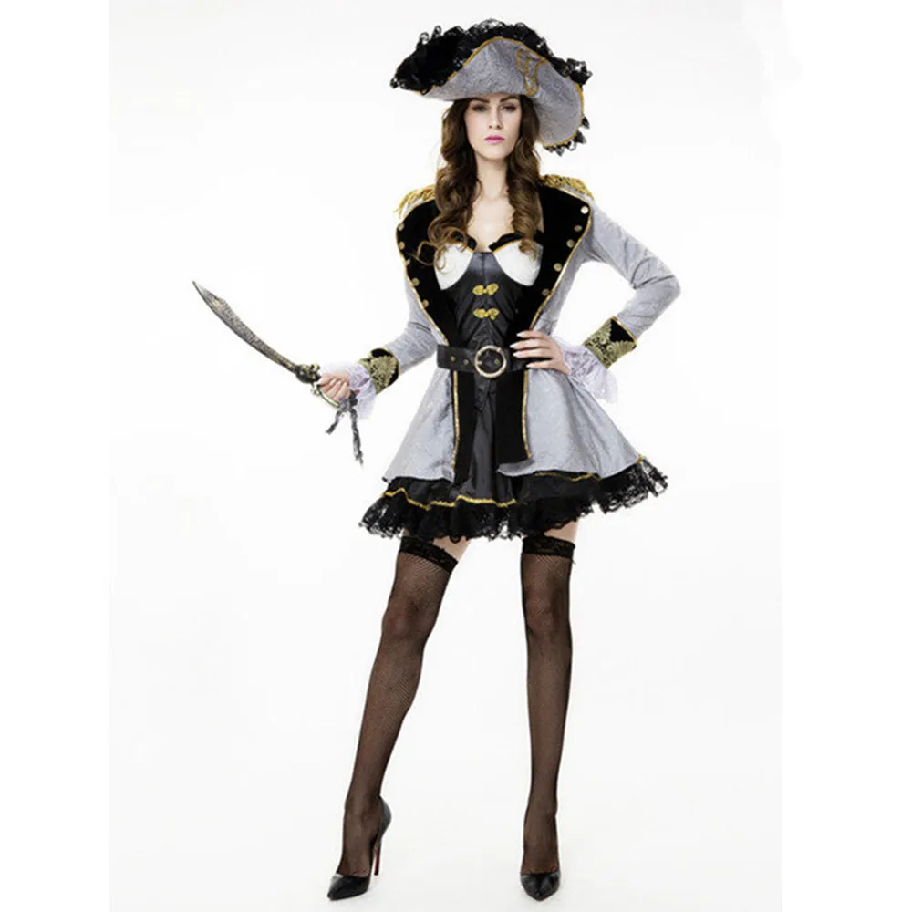 Deluxe Adult Halloween Pirate Costume with Pirate Hat Sets for Women Women Drama Stage Performance Captain Jack Role Play Dress
Deluxe Adult Halloween Pirate Costume with Pirate Hat Sets for Women Women Drama Stage Performance Captain Jack Role Play Dress