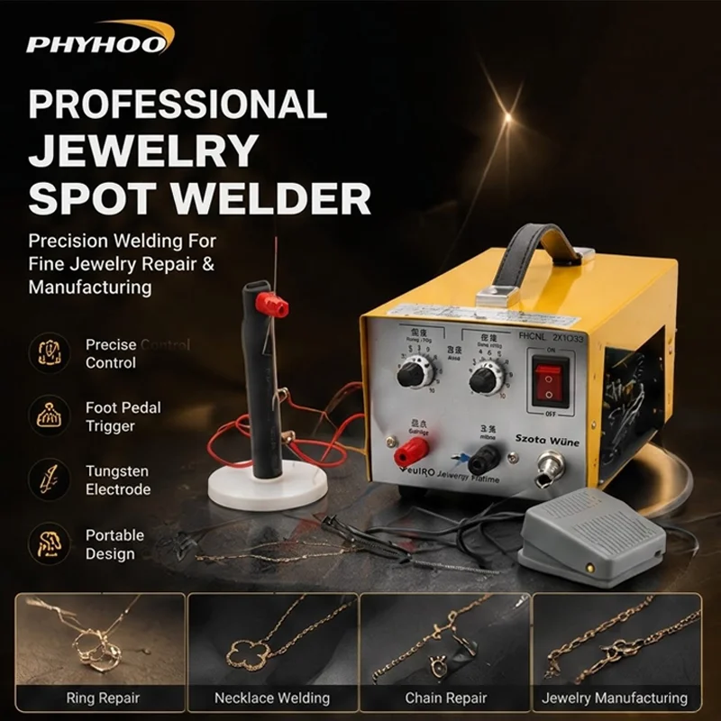 PHYHOO PHY30A Professional Jewelry Spot Welder Machine AC 110/220V Pulse Sparkle Welding Tungsten Needle Pedal Control Repairing
PHYHOO PHY30A Professional Jewelry Spot Welder Machine AC 110/220V Pulse Sparkle Welding Tungsten Needle Pedal Control Repairing