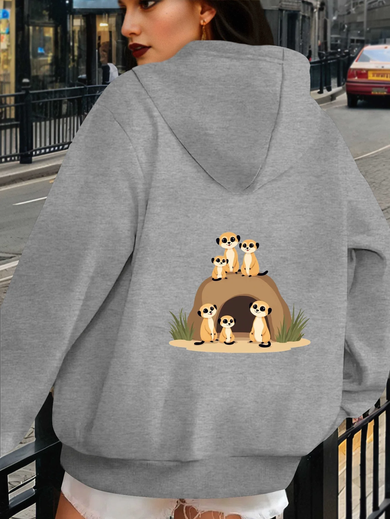 Симпатичные женские повседневные толстовки больших размеров Meerkat Family Burrow 250 г 
Симпатичные женские повседневные толстовки больших размеров Meerkat Family Burrow 250 г