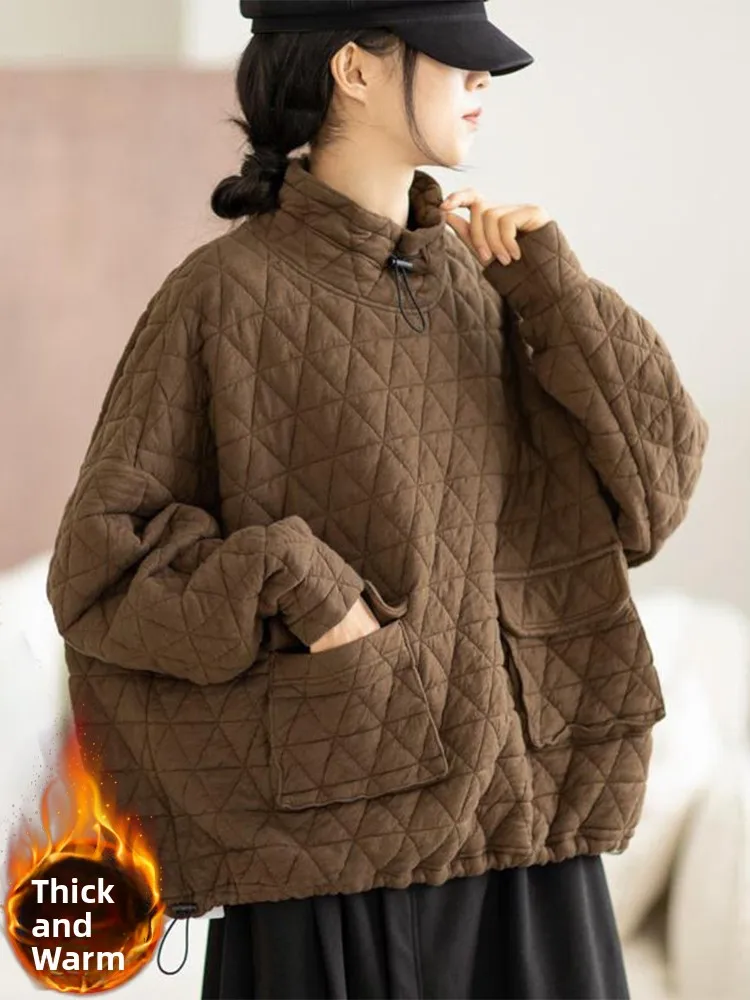 Korean Japanese Thiened Hooded Cotton Jaet Loose Retro Diamond id High Collar Sweatirt Outerwear for Women
Korean Japanese Thiened Hooded Cotton Jaet Loose Retro Diamond id High Collar Sweatirt Outerwear for Women