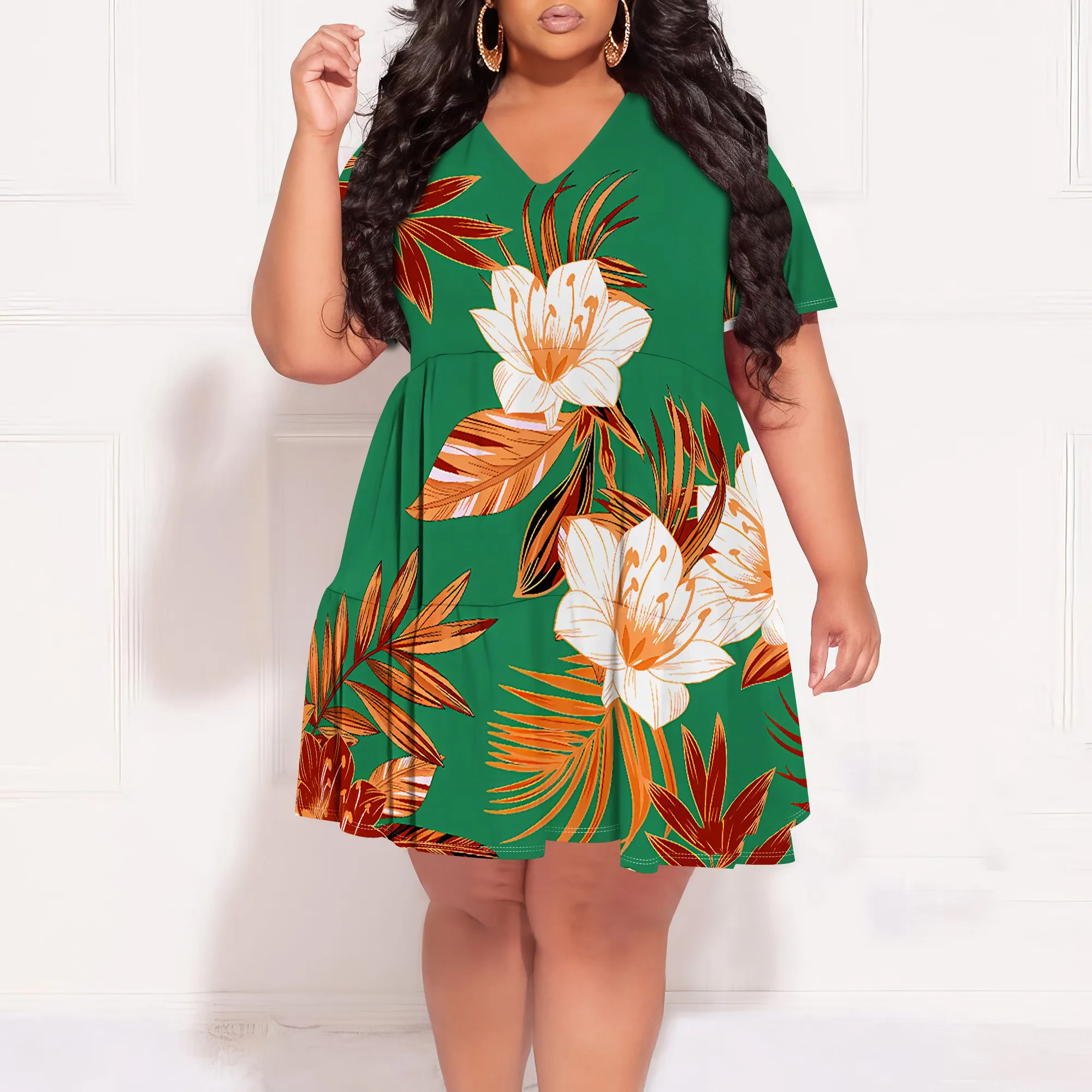 Plus Size Pullover Sexy Short Sleeve V Neck Loose Dress for Women Fashion LeopardPrinted Summer Casual Mini Dresses
Plus Size Pullover Sexy Short Sleeve V Neck Loose Dress for Women Fashion LeopardPrinted Summer Casual Mini Dresses