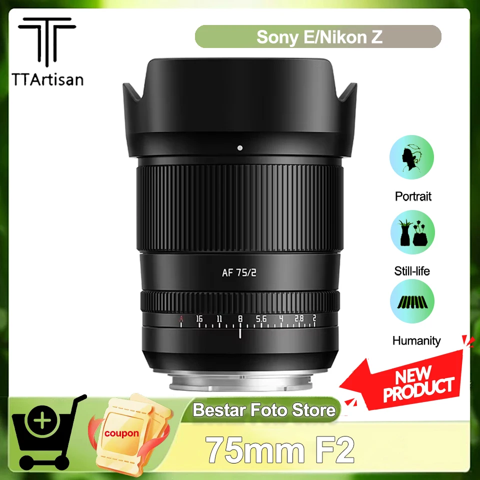 TTArtisan Full Frame AF 75mm F2 Large Aperture Prime Lens for Portrait Photography with Sony E A6000 A7RIII Nikon Z Z5 Z6 ZFC
TTArtisan Full Frame AF 75mm F2 Large Aperture Prime Lens for Portrait Photography with Sony E A6000 A7RIII Nikon Z Z5 Z6 ZFC