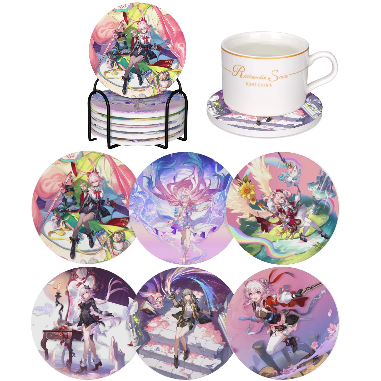 Honkai Star Rail Evanescia Absorbent Ceramic Coasters Set of 6 with Holder Non-Slip Cup Mat Cute Coffee Table Decor Anime Gift
Honkai Star Rail Evanescia Absorbent Ceramic Coasters Set of 6 with Holder Non-Slip Cup Mat Cute Coffee Table Decor Anime Gift
