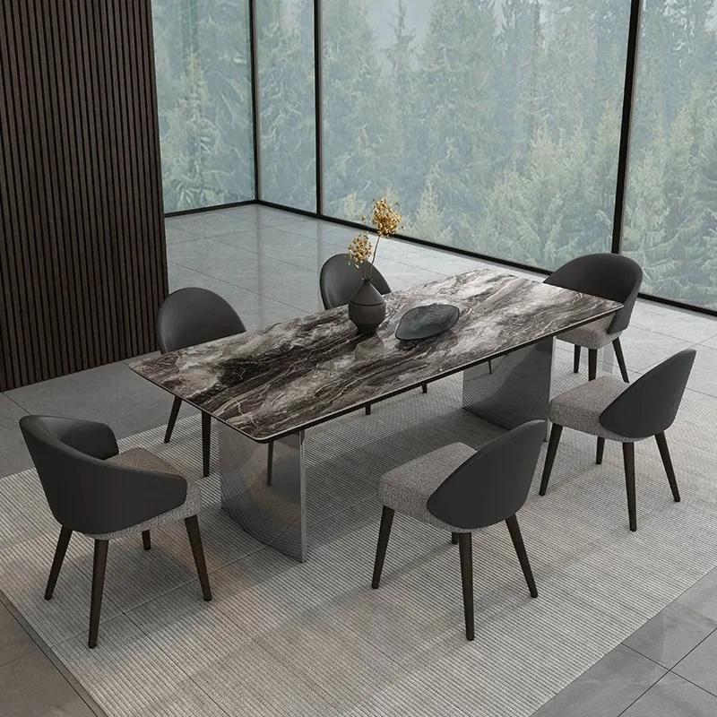 Round furniture Italian minimalist household rectangular high-end stainless steel designer, dining table designer
Round furniture Italian minimalist household rectangular high-end stainless steel designer, dining table designer