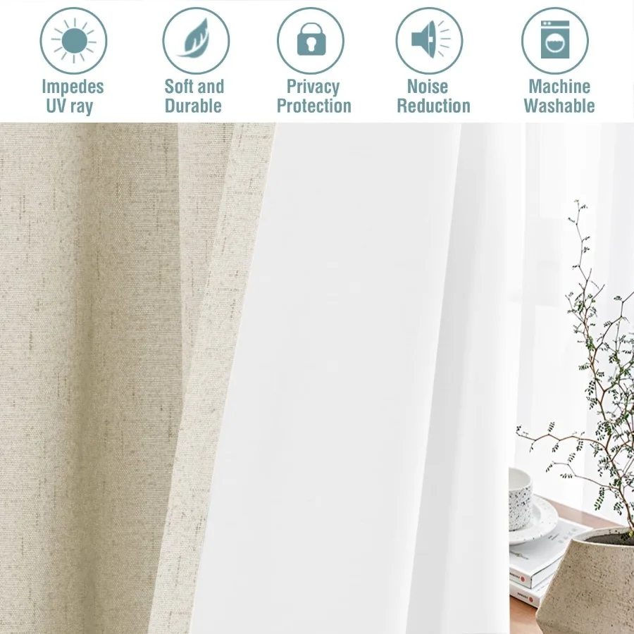 100 Blackout Grommet Curtains Faux Linen Solid Print Bleached Sand 42x84 Inch 2 Panels
100 Blackout Grommet Curtains Faux Linen Solid Print Bleached Sand 42x84 Inch 2 Panels