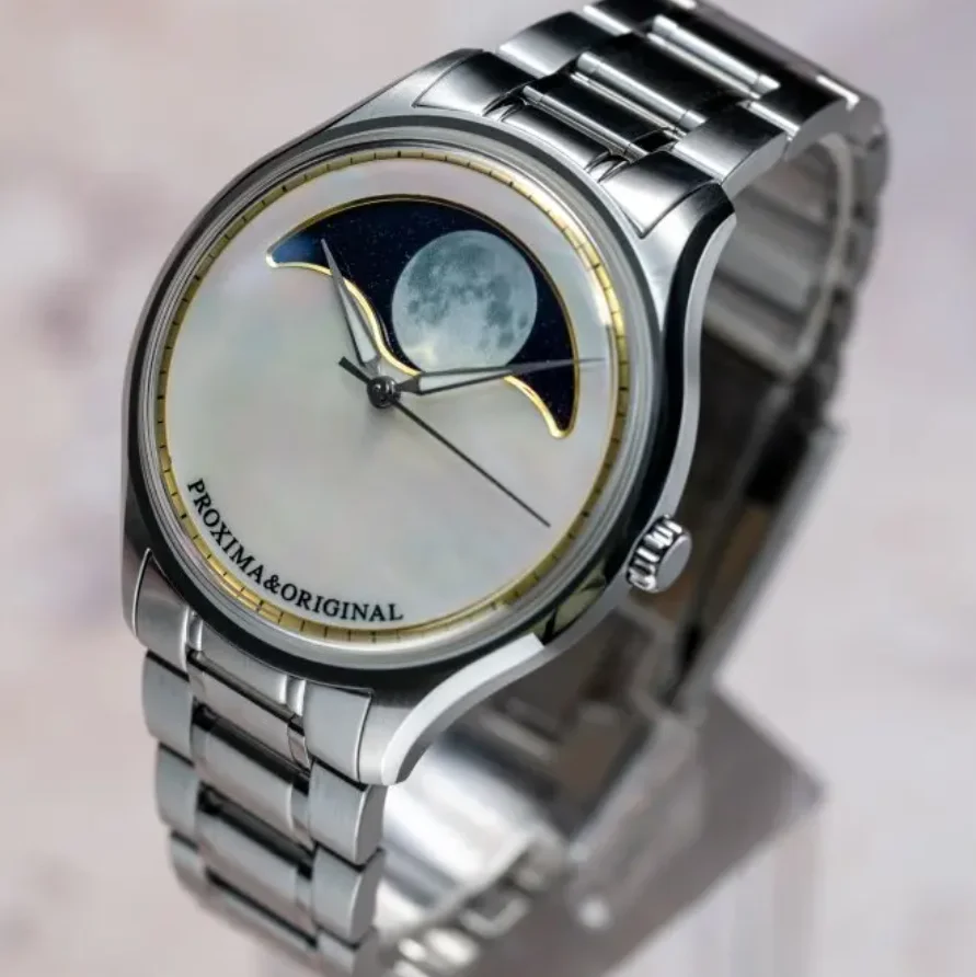 Proxima Men Automatic Watch 41.5mm Moon Phase Mechanical Wristwatch 50m Waterproof Luminous MOP Dial Sapphire Mirror SW200+PR174
Proxima Men Automatic Watch 41.5mm Moon Phase Mechanical Wristwatch 50m Waterproof Luminous MOP Dial Sapphire Mirror SW200+PR174