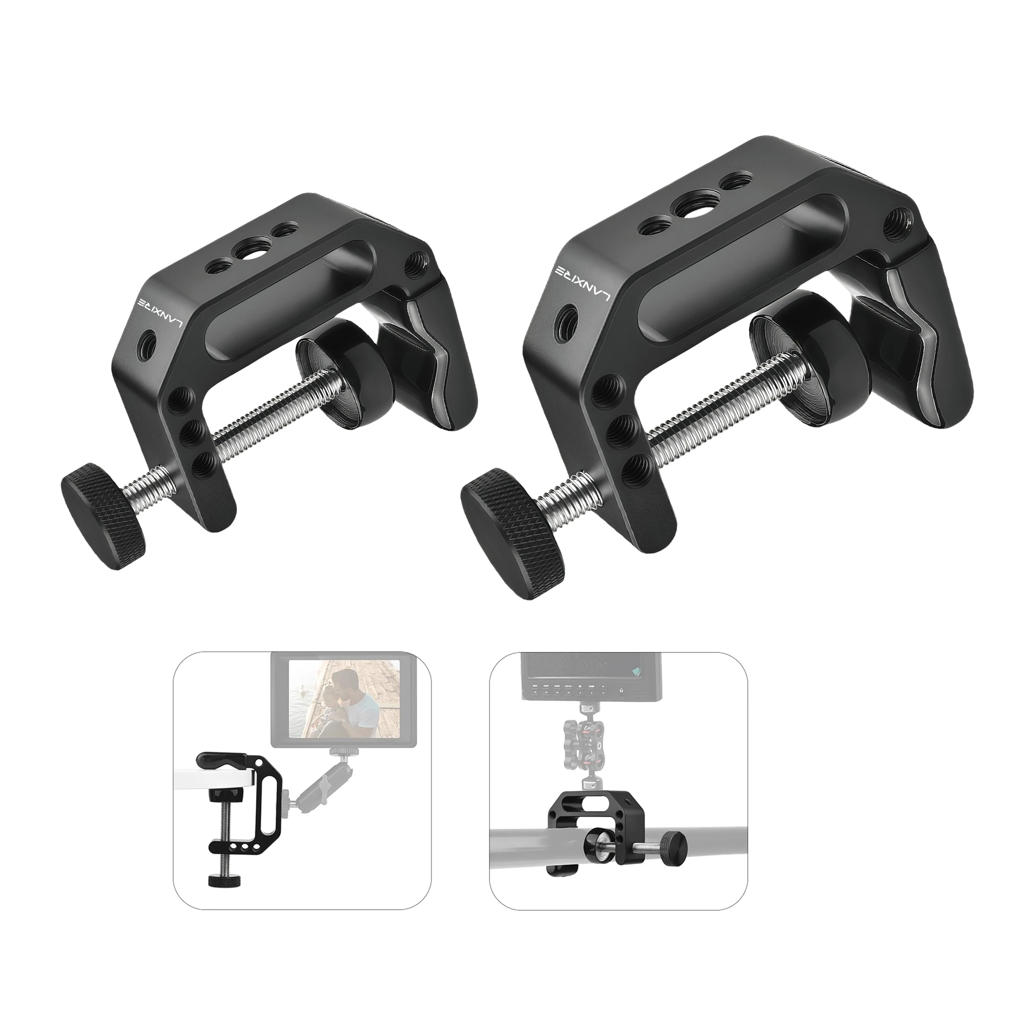 Lanxire C Clamp Camera Desk Mount, Heavy Aluminum Bracket with 1/4 & 3/8 Thread for DSLR Monitor Mic Studio Light Stand - 2Packs
Lanxire C Clamp Camera Desk Mount, Heavy Aluminum Bracket with 1/4 & 3/8 Thread for DSLR Monitor Mic Studio Light Stand - 2Packs