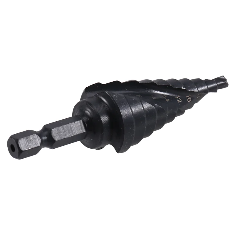 A84E-Step Drill Bit,12 Step Sizes For Metal,3/16"-7/8" Four Spiral Flute M35 Cobalt 1/4" Hex Shank Bit
A84E-Step Drill Bit,12 Step Sizes For Metal,3/16"-7/8" Four Spiral Flute M35 Cobalt 1/4" Hex Shank Bit