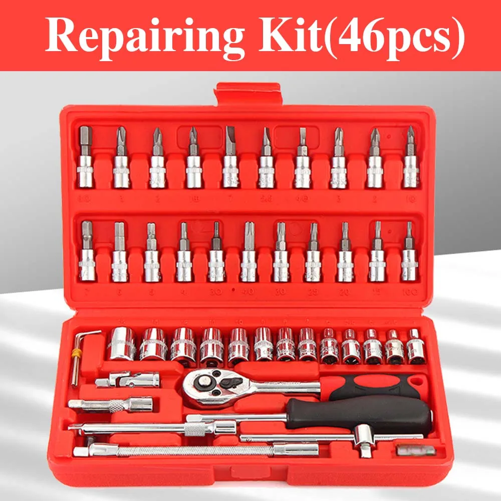 46 Pcs Set Wrench Hand Tool Set Car Repair Tool Kit Set Home Mechanical Tools Ratchet Torque Wrench Socket Garage Tools Box Set
46 Pcs Set Wrench Hand Tool Set Car Repair Tool Kit Set Home Mechanical Tools Ratchet Torque Wrench Socket Garage Tools Box Set