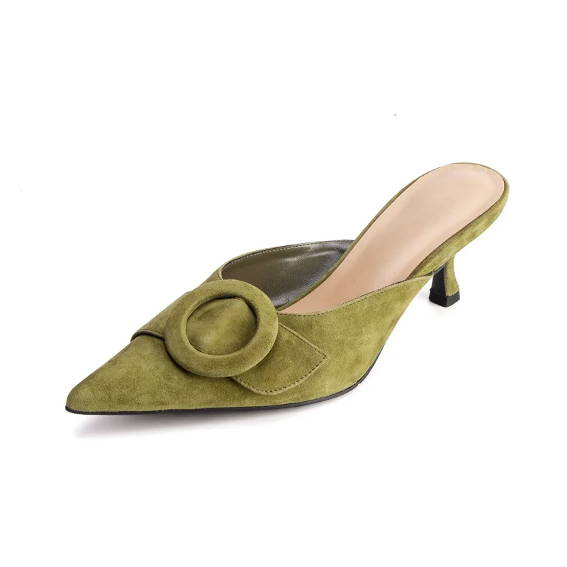 Womens Summer sandals Lady mules basic style shoes natual suede french style buckle slippers Women pump pointed toe
Womens Summer sandals Lady mules basic style shoes natual suede french style buckle slippers Women pump pointed toe