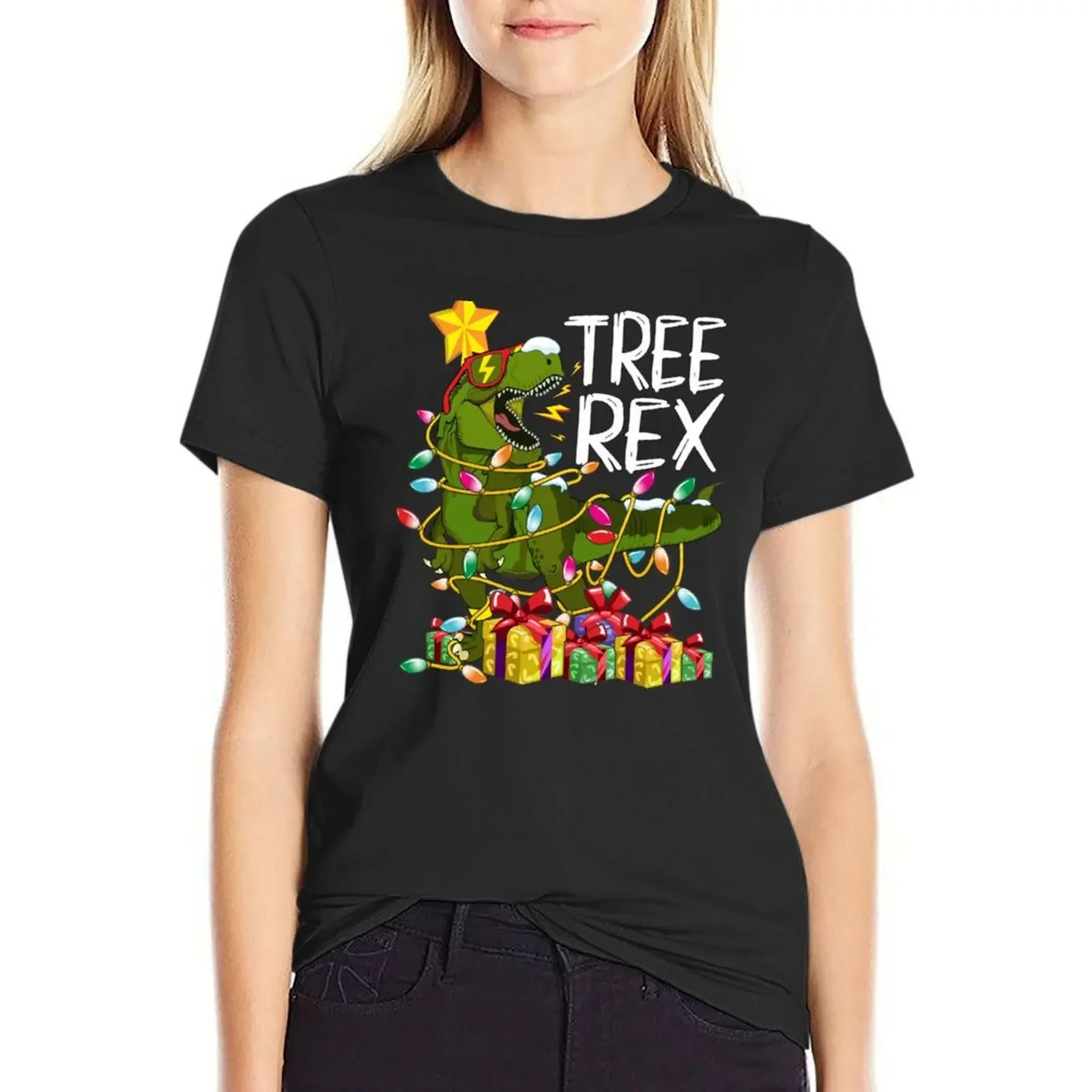 Christmas Tree Rex Dinosaur Tangled in Xmas Lights Garland T-Shirt quick drying cute tops clothes for Women
Christmas Tree Rex Dinosaur Tangled in Xmas Lights Garland T-Shirt quick drying cute tops clothes for Women