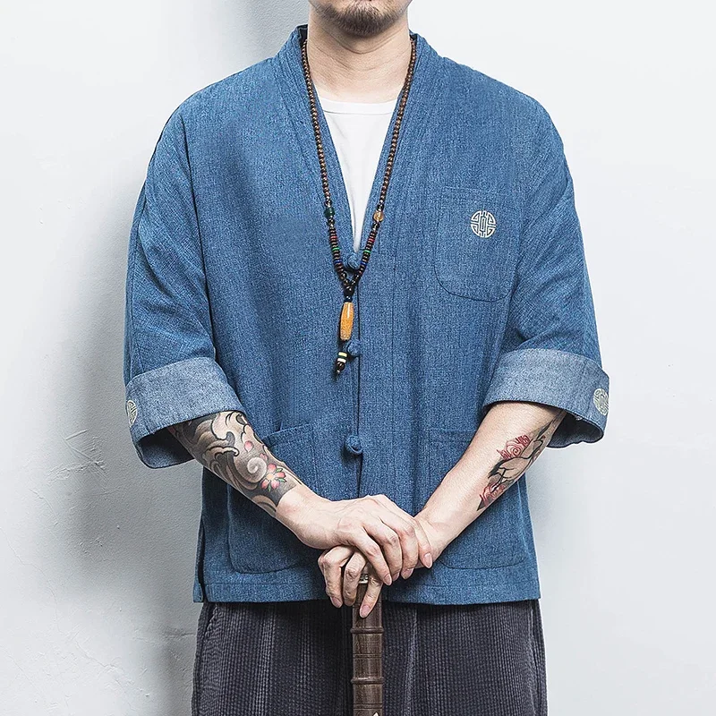 Chinese Stylel 100% Cotton Kimono Cardigan Men Vintage Denim Jacket Casual Coat Male Streetwe Plus Size
Chinese Stylel 100% Cotton Kimono Cardigan Men Vintage Denim Jacket Casual Coat Male Streetwe Plus Size