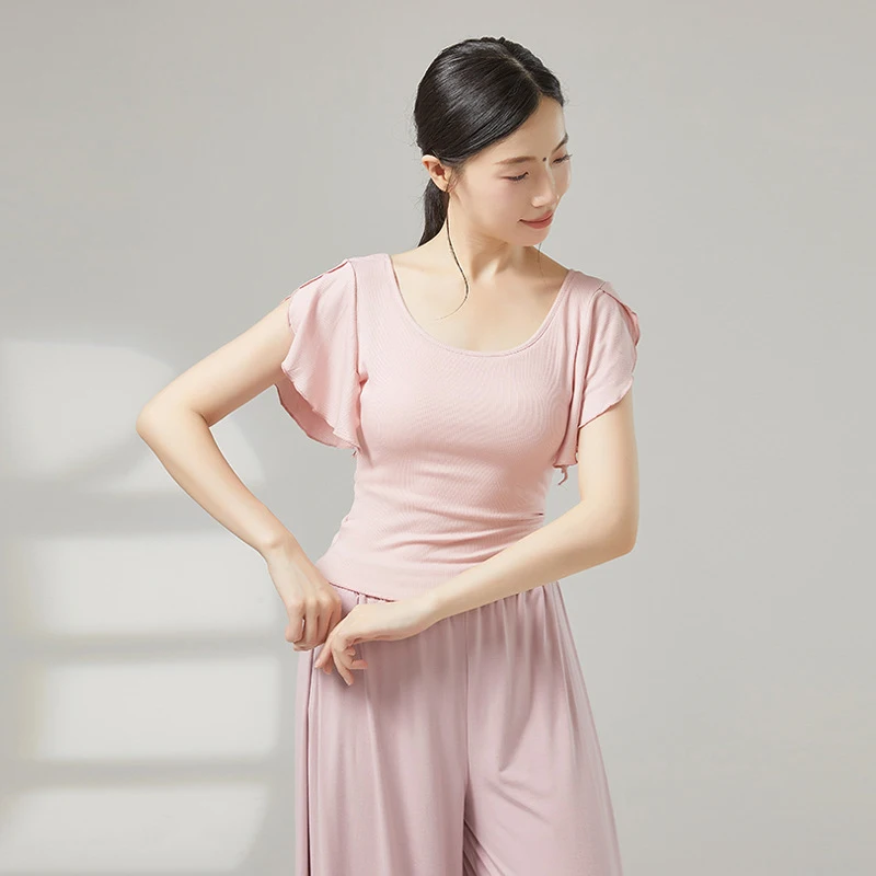 Современная танцевальная футболка для женщин с рюшами и разрезом, короткий рукав, укороченная блузка с вырезом на спине, круглый вырез горловины, повседневная одежда для сцены и тренировок
Современная танцевальная футболка для женщин с рюшами и разрезом, короткий рукав, укороченная блузка с вырезом на спине, круглый вырез горловины, повседневная одежда для сцены и тренировок