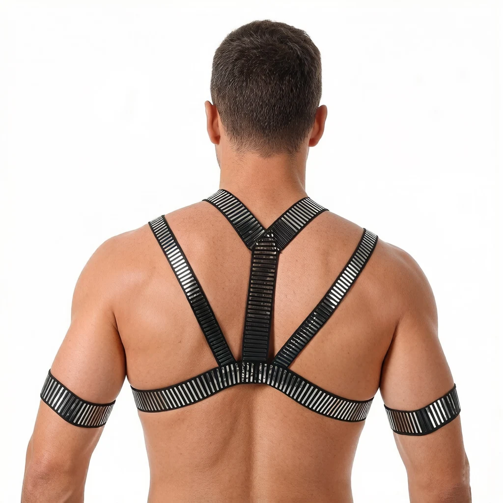 Shiny Men Harness Golden Halter Neck Tank Top Body Chest Harness Muscle Belt With Wristband Man Bondage Party Performance Wear
Shiny Men Harness Golden Halter Neck Tank Top Body Chest Harness Muscle Belt With Wristband Man Bondage Party Performance Wear
