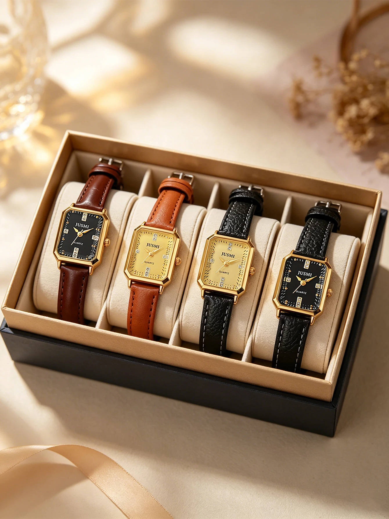 4 Styles Women's Square Watch Leather Strap Rhinestone Inlaid Dial Quartz Wristwatch Ladies Retro Dress Watches
4 Styles Women's Square Watch Leather Strap Rhinestone Inlaid Dial Quartz Wristwatch Ladies Retro Dress Watches