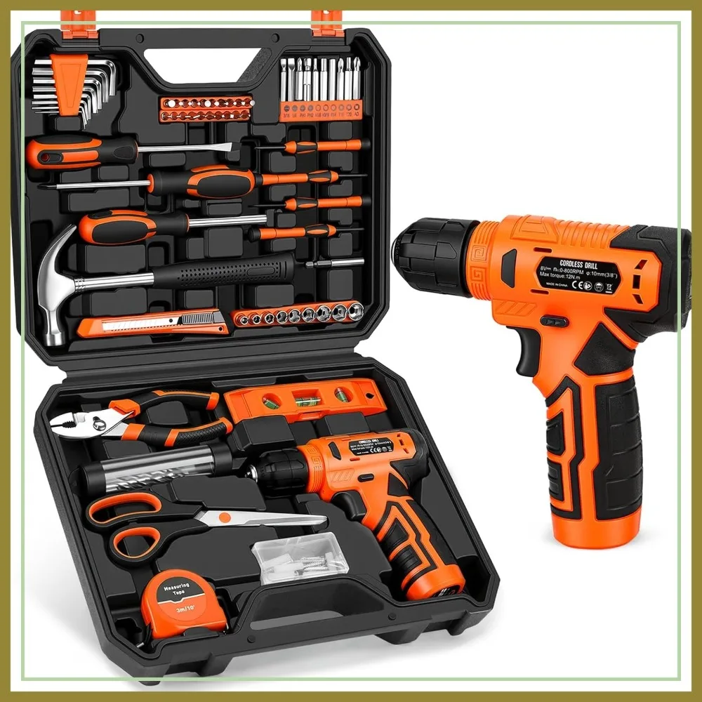 139-Piece Tool Set with 8V Cordless Drill Driver in Toolbox Case, Household Repair Kit for DIY Projects
139-Piece Tool Set with 8V Cordless Drill Driver in Toolbox Case, Household Repair Kit for DIY Projects