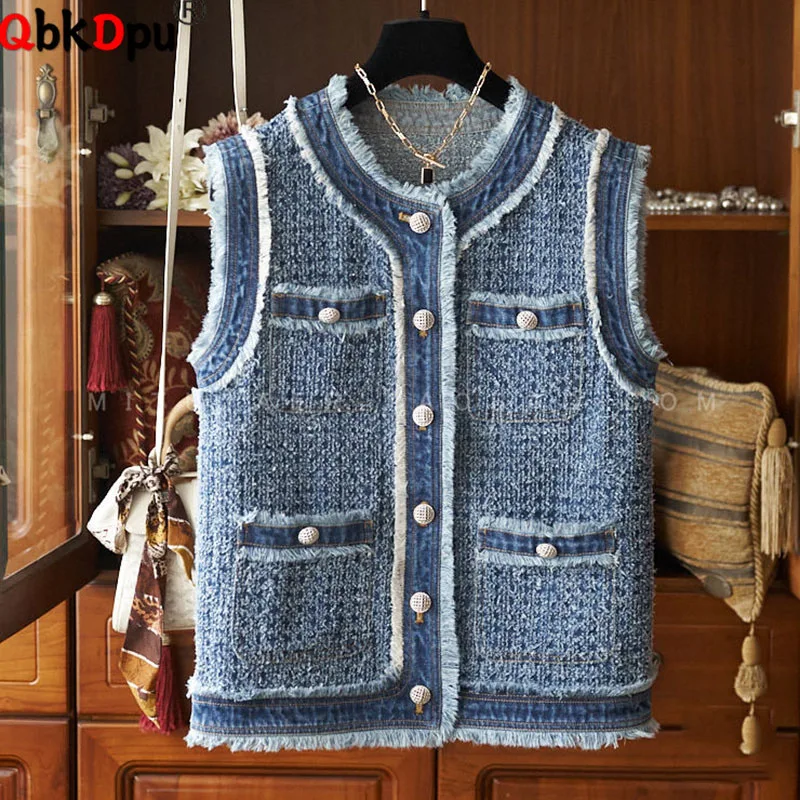 Chic Design O-neck Denim Vest Jacket Women Casual Vintage Single Breasted Coats Tops Korean Sleeveless Loose Veste Abrigos 2024
Chic Design O-neck Denim Vest Jacket Women Casual Vintage Single Breasted Coats Tops Korean Sleeveless Loose Veste Abrigos 2024