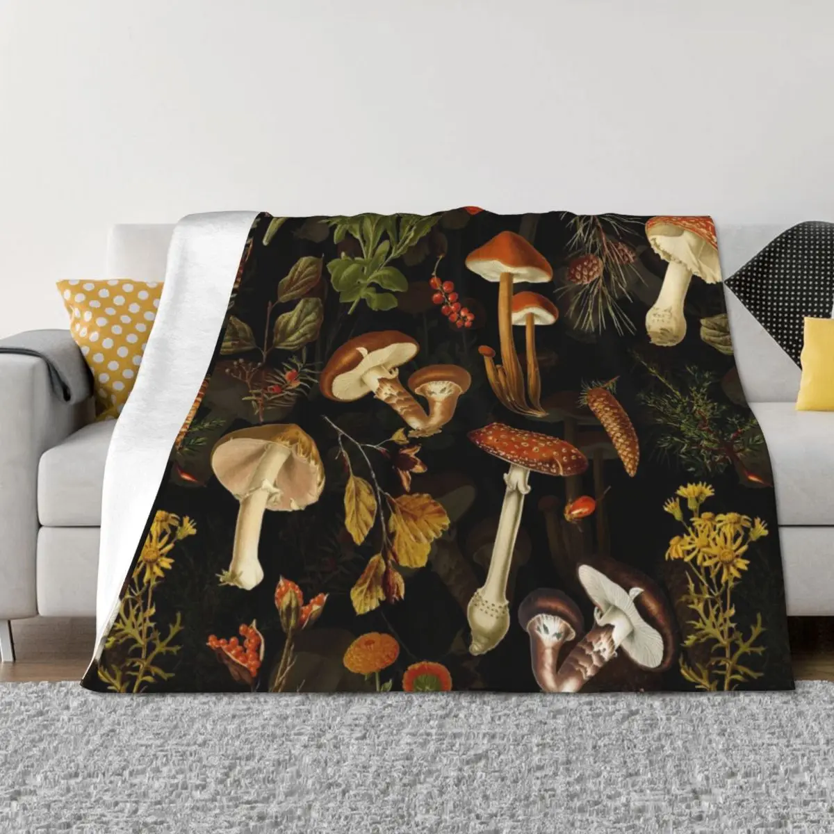Vintage Midnight Mushrooms Forest Autumnal Botanical Pattern - Black Botanical Night Garden Throw Blanket Hair Blankets
Vintage Midnight Mushrooms Forest Autumnal Botanical Pattern - Black Botanical Night Garden Throw Blanket Hair Blankets