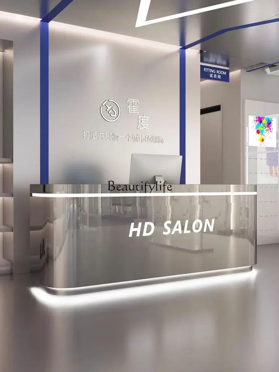 Hair Salon Stainless Steel Bar Counter Simple Modern Beauty Salon Front Desk Reception Cashier
Hair Salon Stainless Steel Bar Counter Simple Modern Beauty Salon Front Desk Reception Cashier